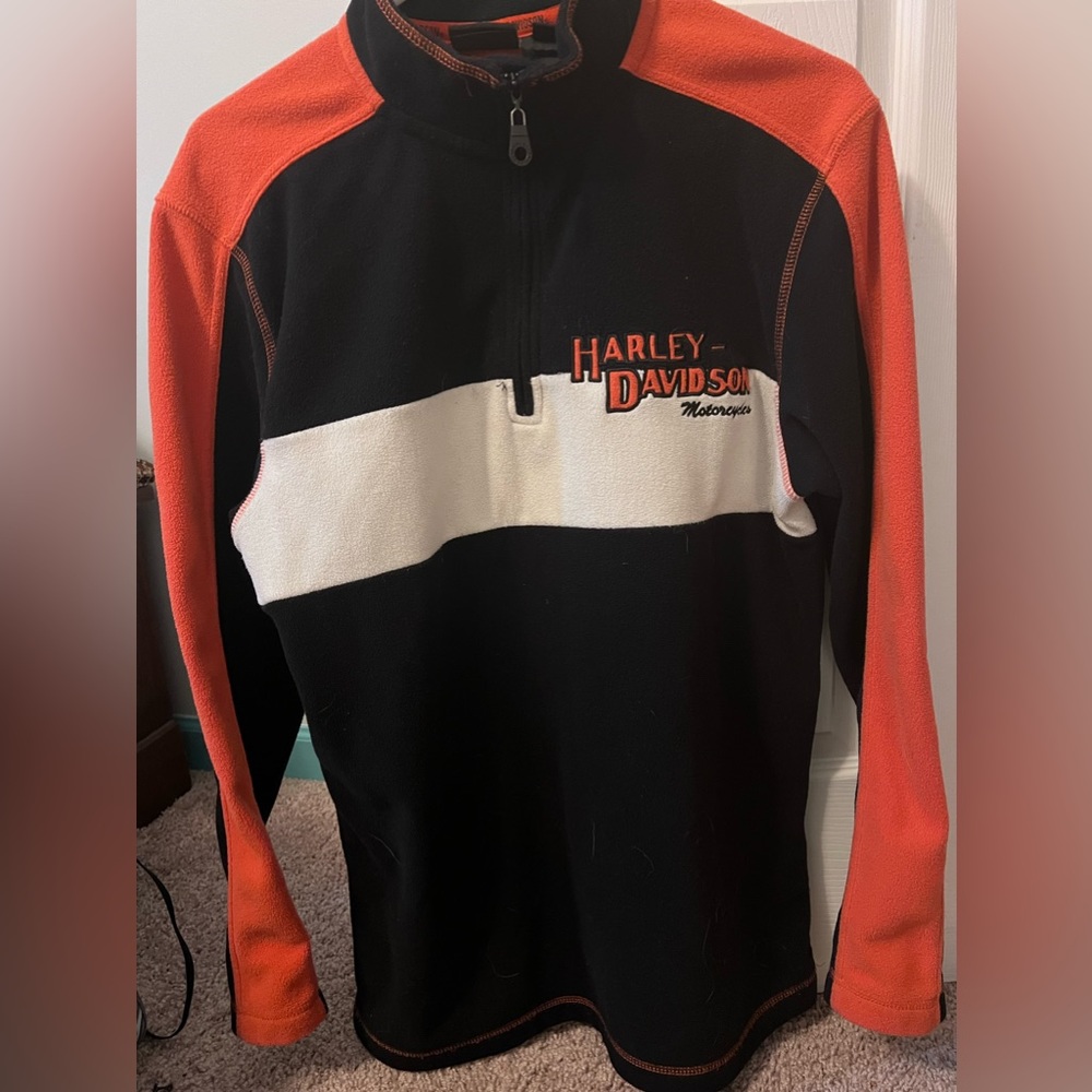 Women’s Tri-Color Harley-Davidson Fleece Pullover w zippered top circa 2011